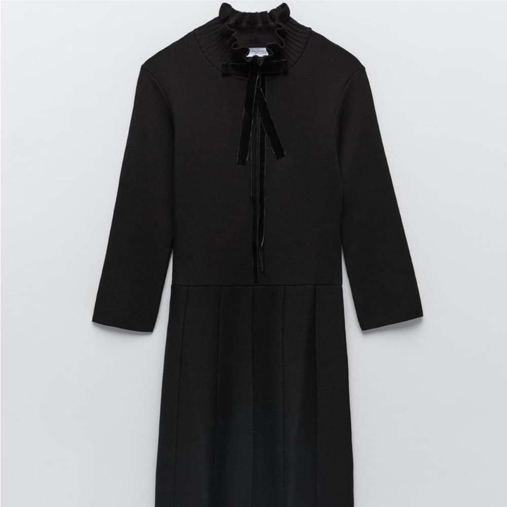 Zara knit mini dress with velvet bow